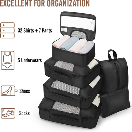8/10 Set Travel Packing Cubes – Anti-Wrinkle Suitcase Organizer Bags for Luggage