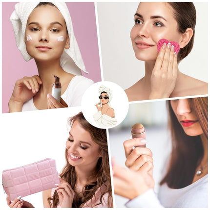Pink Skincare Tools Set for Teens, Facial Cleansing Accessories & Face Washing Kit