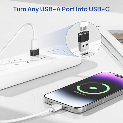 4-Pack USB to USB-C Adapter – Type-C Converter for iPhone, iPad & Samsung