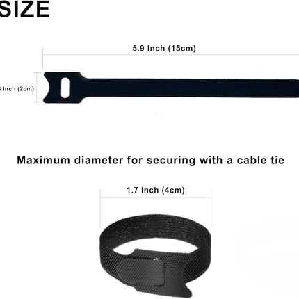 130 Pack Cable Management Ties, Reusable 6" Hook & Loop Cord Organizer