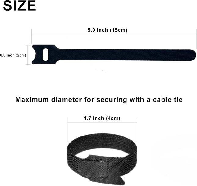 130 Pack Cable Management Ties, Reusable 6" Hook & Loop Cord Organizer