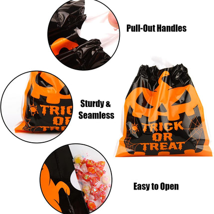 48-Piece Halloween Drawstring Goody Bags, Trick-or-Treat Candy Party Favor Bags