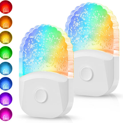 2-Pack Color Changing Night Lights – RGB LED with Dusk-to-Dawn Sensor