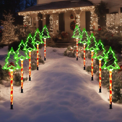 Christmas Garden Stake Lights – 5-Pack Solar Red Tree Lights, 8 Modes, Waterproof