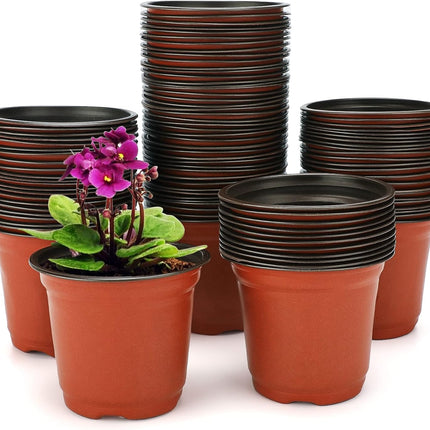 100pcs 4" Red Plastic Nursery Pots for Seedlings & Small Plants