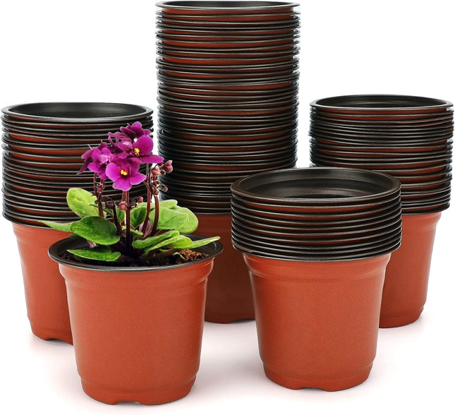 100pcs 4" Red Plastic Nursery Pots for Seedlings & Small Plants