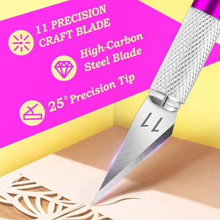 Craft Knife Set – Precision Hobby Knife with 10 Extra #11 Blades & Steel Ruler