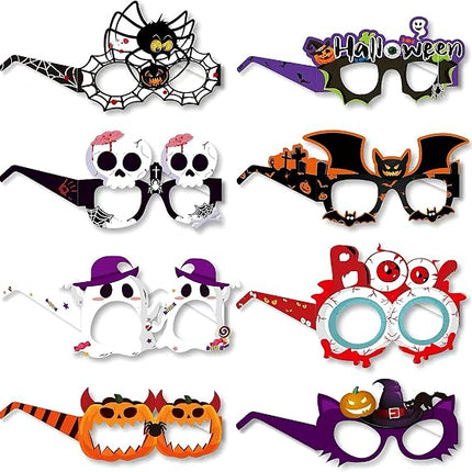8-Piece Halloween Sunglasses, Pumpkin Spider Ghost Bat Skull Eyeball Party Props