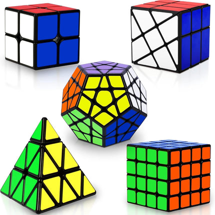 5 Pack Speed Cube Set 2x2 4x4 Pyraminx Megaminx Magic Puzzle Cubes