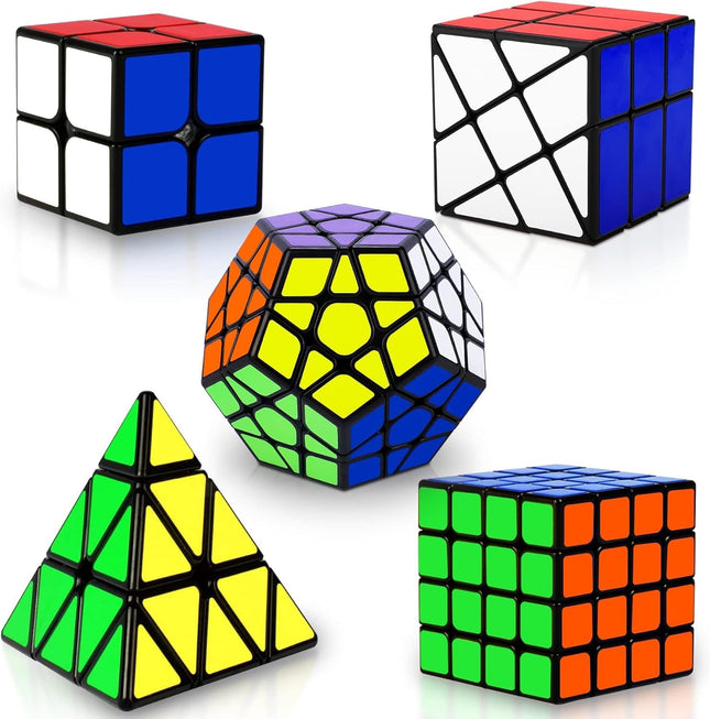 5 Pack Speed Cube Set 2x2 4x4 Pyraminx Megaminx Magic Puzzle Cubes