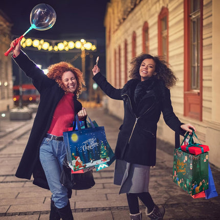 8-Pack Large Christmas Gift Bags Non-Woven Tote Bags Wrapping Party Favors 12.8"x9.8"x6.7"