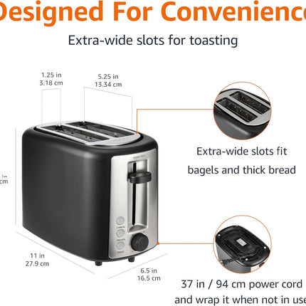 2-Slice Toaster with Bagel Function, Defrost, Cancel Buttons & Crumb Tray