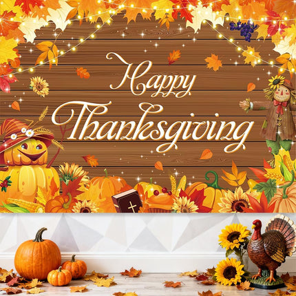 Autumn Harvest Backdrop for Photos – Pumpkin, Fruit & Thanksgiving Decor