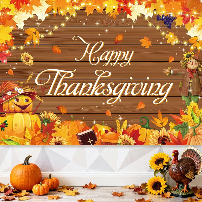 Autumn Harvest Backdrop for Photos – Pumpkin, Fruit & Thanksgiving Decor