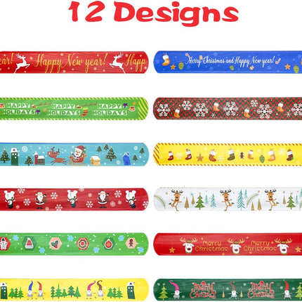 48 PCS Holiday Slap Bracelets for Kids Boys Girls Stocking Stuffers