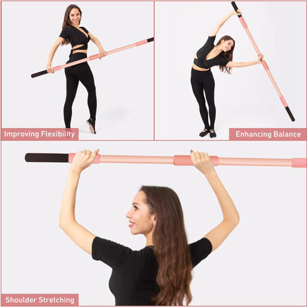 58 Inch Yoga Stretch Stick with Neck Pads for Pilates Home Gym Exercise