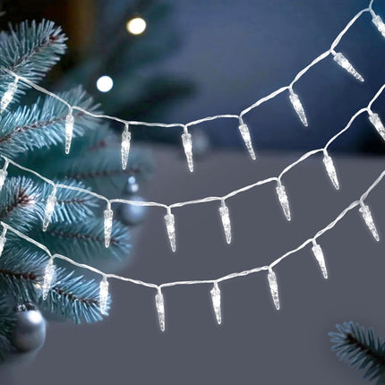 Christmas Battery Powered Icicle Lights – 20ft 40 LED Indoor String Lights