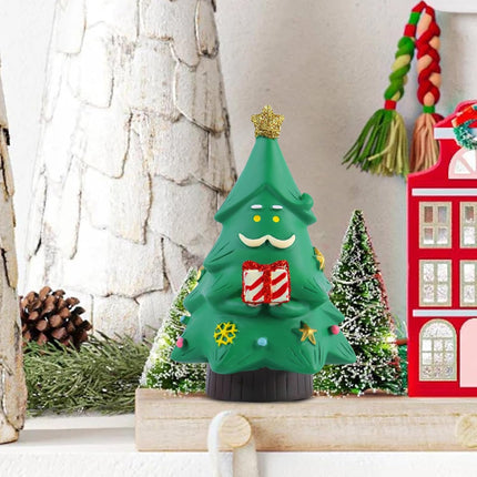 Cute Mini Santa Reading Tree Figurine – 3.9" Xmas Desk Decoration