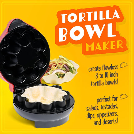 Taco Bowl Maker, 8–10 Inch Tortillas, Baked Tostadas & Salads, Red