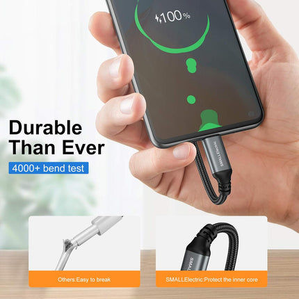 5-Pack 6ft USB-C to A Cable 3A Fast Charging Braided Cord for iPhone & Samsung
