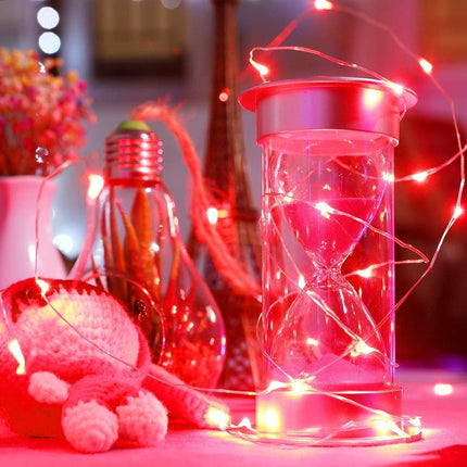 Red LED Fairy Lights 5m – Battery Operated Starry Copper Wire for Holiday & Wedding