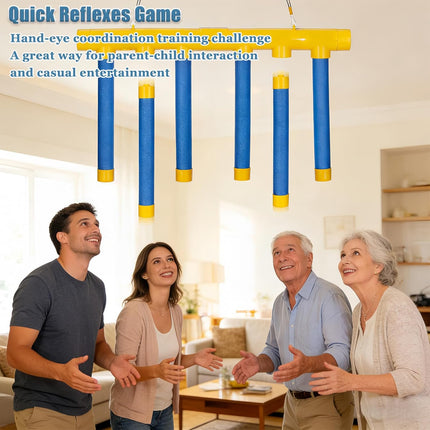 Reaction Time Challenge Game with 3 Falling Reflex Sticks for Kids & Adults
