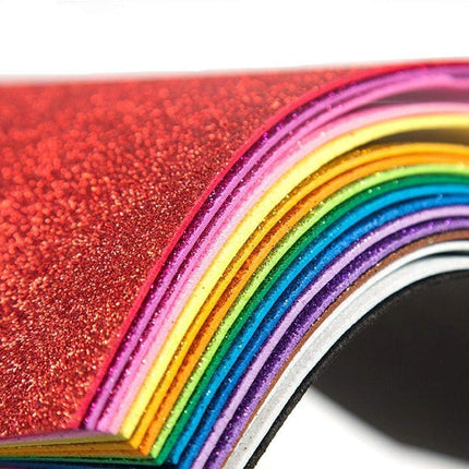 10Sheets Glitter Foam Paper Adhesive Craft Sheets for DIY Scrapbook Decor