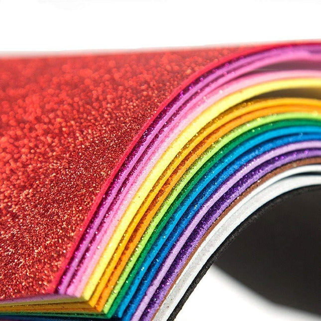 10Sheets Glitter Foam Paper Adhesive Craft Sheets for DIY Scrapbook Decor