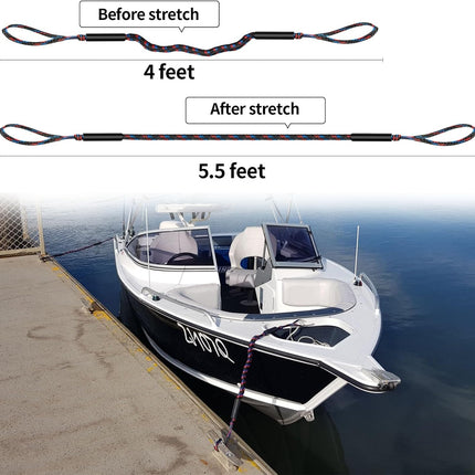 Dock Lines for Boats, Quick-Connect No-Knot Shock-Absorbing Mooring Ropes