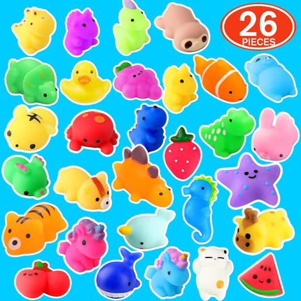 26-Pack Mochi Squishy Toys – Kawaii Cat & Animal Slow Rising Stress Relievers