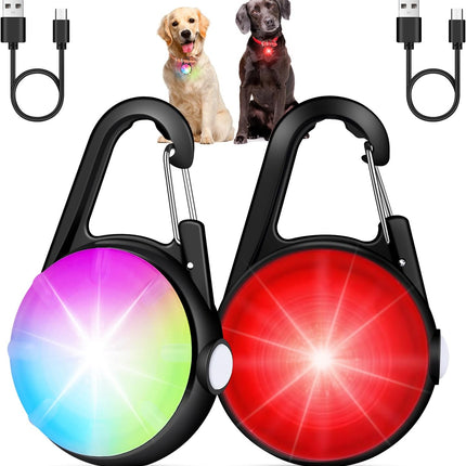 2-Pack Rechargeable LED Dog Collar Lights, 4 Modes for Night Walking (Black)