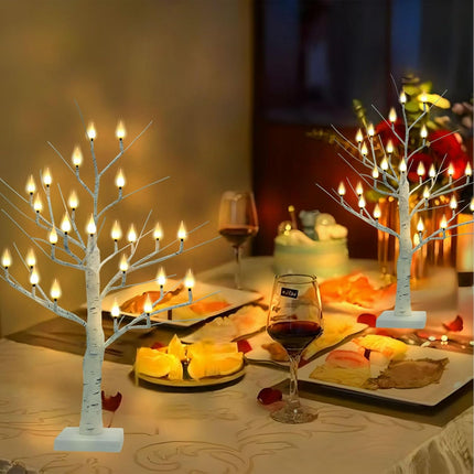 2Ft Lighted Christmas Tree with 24 LED Flameless Candles for Indoor Décor