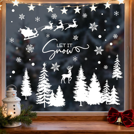 Christmas Window Clings Snowflakes – Let It Snow Winter Holiday Decals