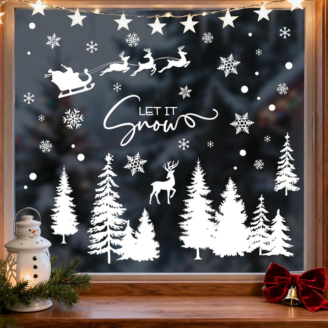 Christmas Window Clings Snowflakes – Let It Snow Winter Holiday Decals
