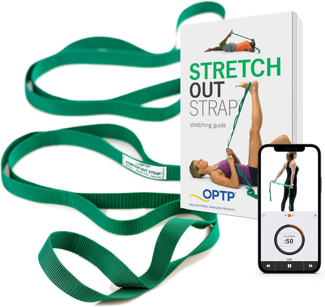 Stretching Strap with Exercise Book for Mobility, Yoga & Muscle Recovery