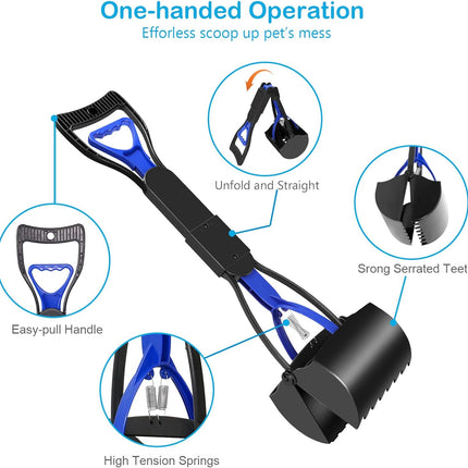Pooper Scooper for Dogs – Folding, Sturdy Spring Design, Easy to Use for Grass & Dirt