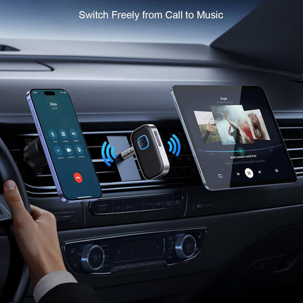 Bluetooth Receiver for Car, 3.5mm AUX Wireless Audio Adapter with Mic