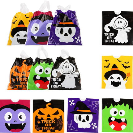 48-Piece Halloween Drawstring Goody Bags, Trick-or-Treat Candy Party Favor Bags