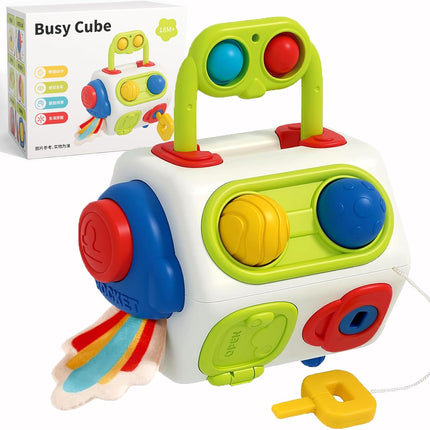 Busy Cube Montessori Toy for 1 Year Old Toddlers Travel Learning Activity