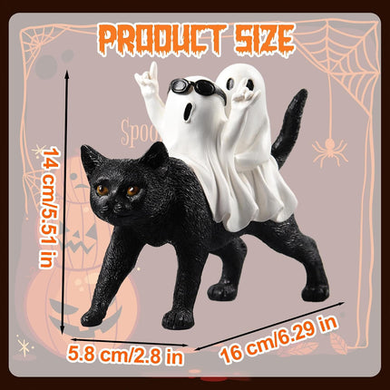 Halloween Ghost & Black Cat Decor, Spooky Indoor Decoration & Gift for Women