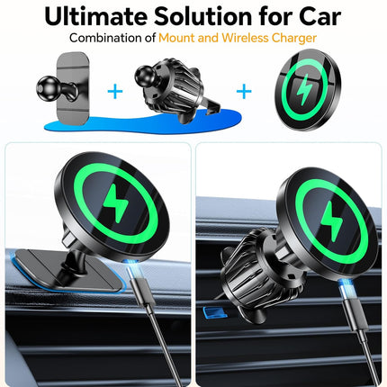 15W MagSafe Car Charger & Magnetic Phone Holder – Wireless iPhone Charging
