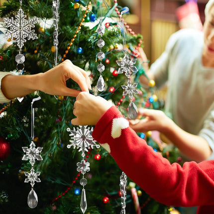 18PCS Crystal Christmas Ornaments – Snowflake & Icicle Tree Decorations