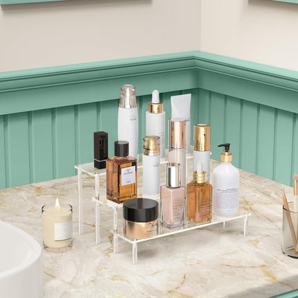 3-Tier Acrylic Display Risers – Clear Organizer Stand for Perfume & Desserts