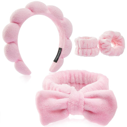Women’s Spa Headband Set with Wristbands for Face Wash Makeup Skincare