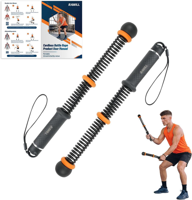 Weighted Ropeless Battle Ropes for HIIT, Strength & Cardio, Portable Home Gym