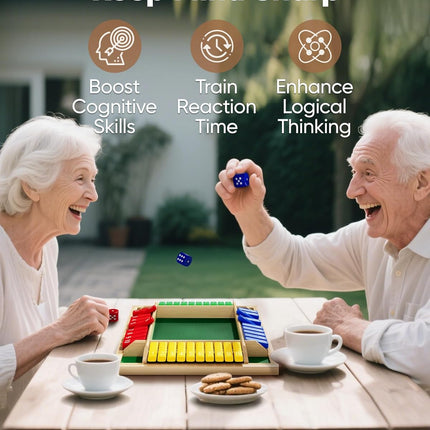Original Shut The Box Game Wooden Math Dice Game for Kids Adults Family