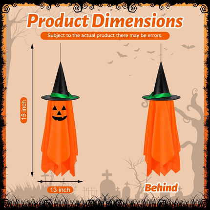 2-Pack Halloween Hanging Pumpkin & Ghost Decor, Cute Outdoor Garden Decorations