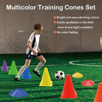 84/42Pc Football Training Cones Set, Disc Cones with Carry Bag for Sports