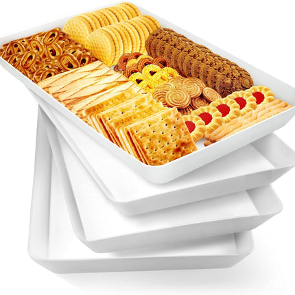 4 Pc Plastic Serving Trays Party Snack Fruit Platter Kitchen Organizer