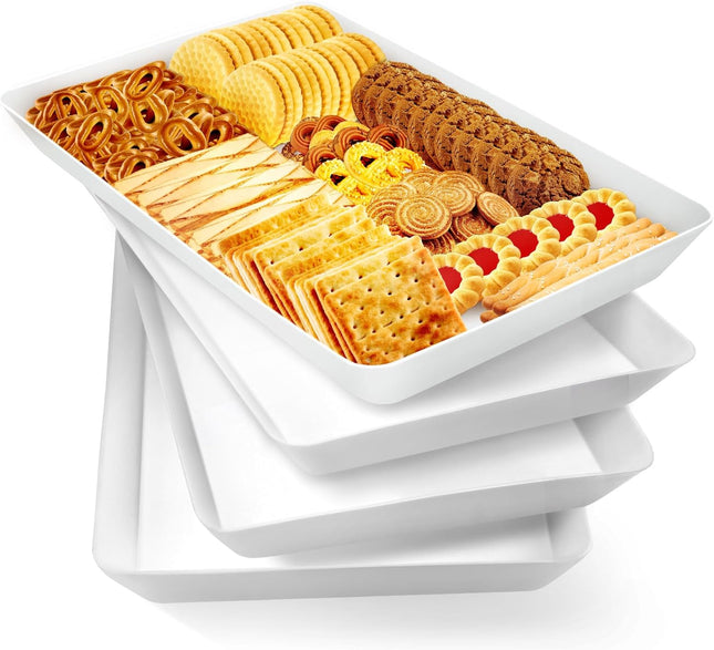 4 Pc Plastic Serving Trays Party Snack Fruit Platter Kitchen Organizer
